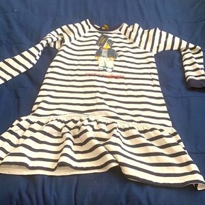 Girls Polo dress. Navy and cream.